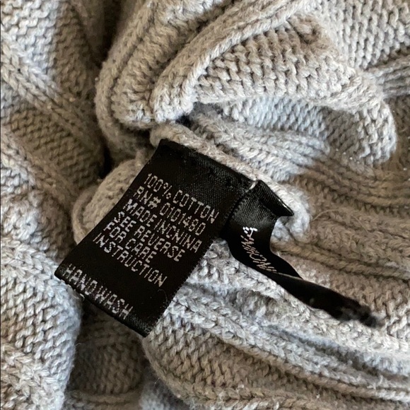 Boutique y2k Gray cotton Hoodie cable knit v neck pullover sweater pocket. Rk1n - Picture 9 of 9